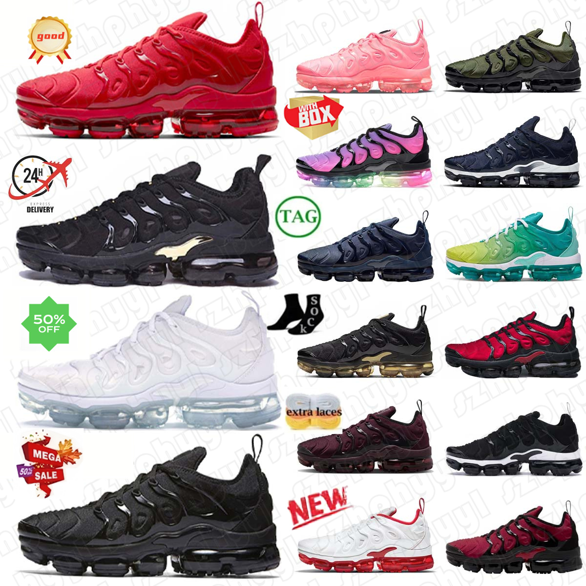 sneakers running shoes Plus Triple Black White Thunder Blue Night Maroon Game Royal Metallic Silver Triple Red Darth Maul Cool Grey Black Midnight Navy Pink Foam