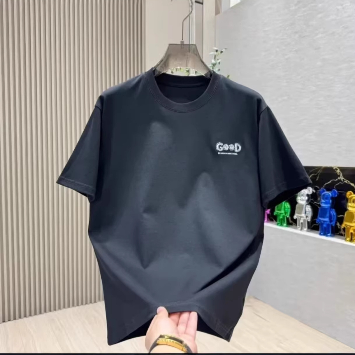 Luxury Designer 2026 New Men's Smiley Good Print T-shirt Summer Casual Sport Fashion Outdoor Versatile Streetwear Cotton Short Sleeve