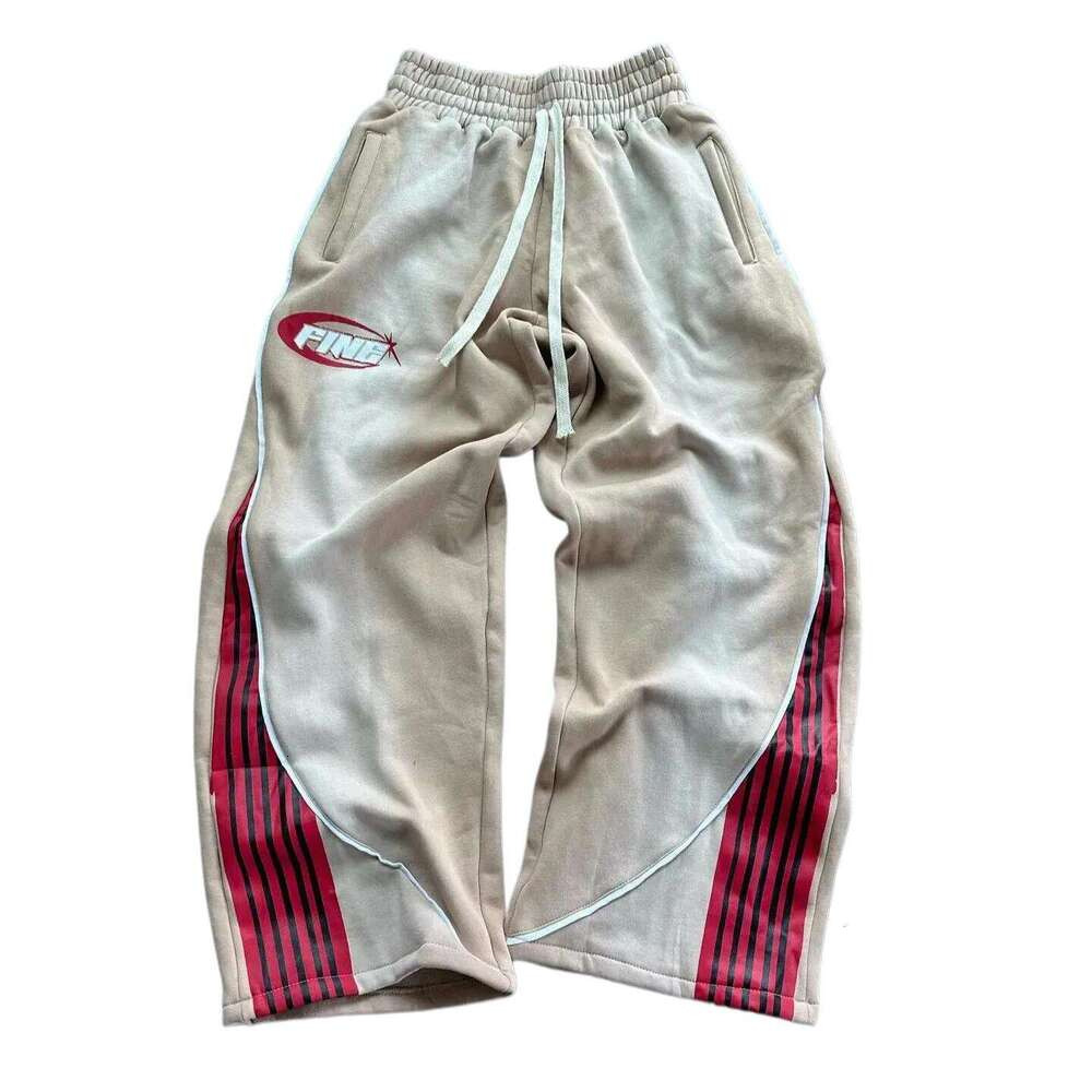 Men's Pants Luxury Pants Designer Clothes American Trend Hip Hop FINE Letter Print Stripes Jogger Sweatpants Unisex Oversize Drawstring Streetwea