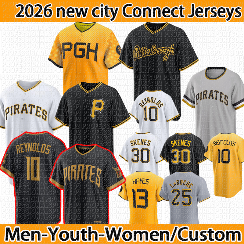 2026 Pittsburghcity Baseball Jerseys Pirates jersey #10 Bryan Reynolds #15 Oneil Cruz #13 Ke'Bryan Hayes Paul Skenes Mitch Keller Andrew McCutchen Custom jersey