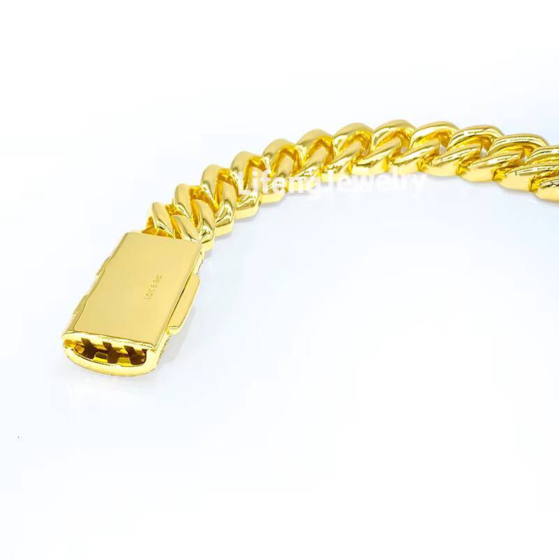 Lifeng Custom 14mm Cuba Chain VVS Moissanite Hip Hop Chain Bracelet Luxury Gold Plated Cuban Link for Weddings and Gifts