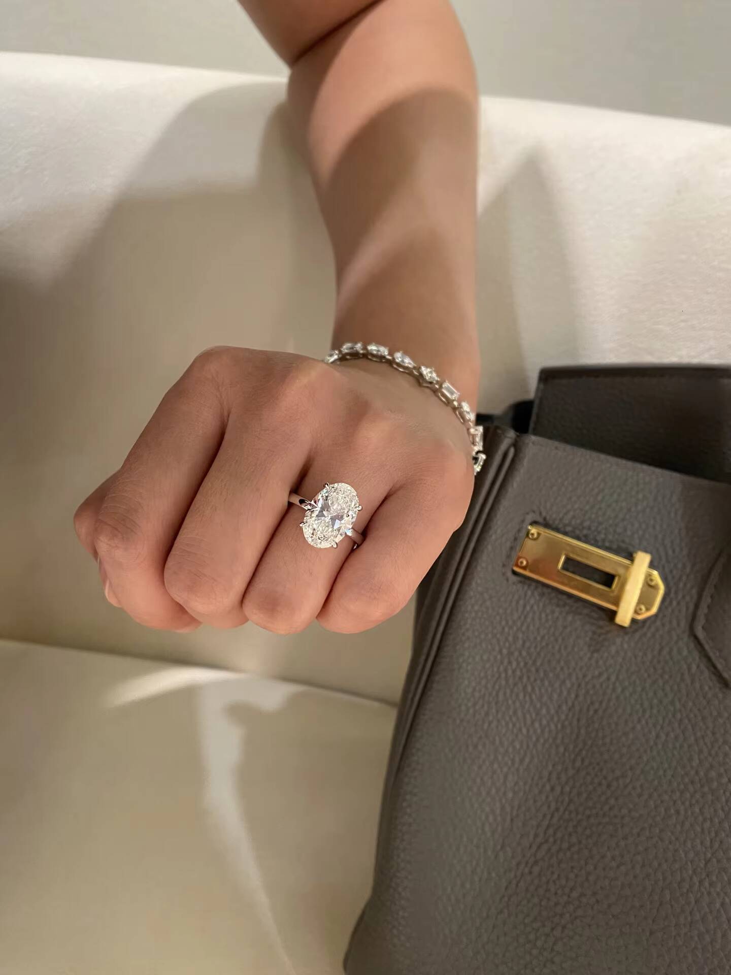 IGI Diamond Ring Custom Fine Ring Jewelry 5ct E VS Oval Cut Lab Grown Diamond Wedding Engagement Ring for Women