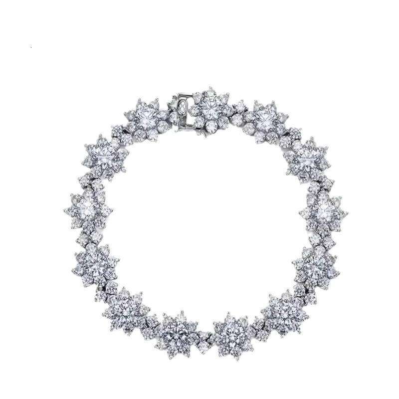 S925 Series Fashionable Sunflower Full-Diamond Bracelet Sparkling Ice Crystal Flower Moissanite Jewelry Bangles