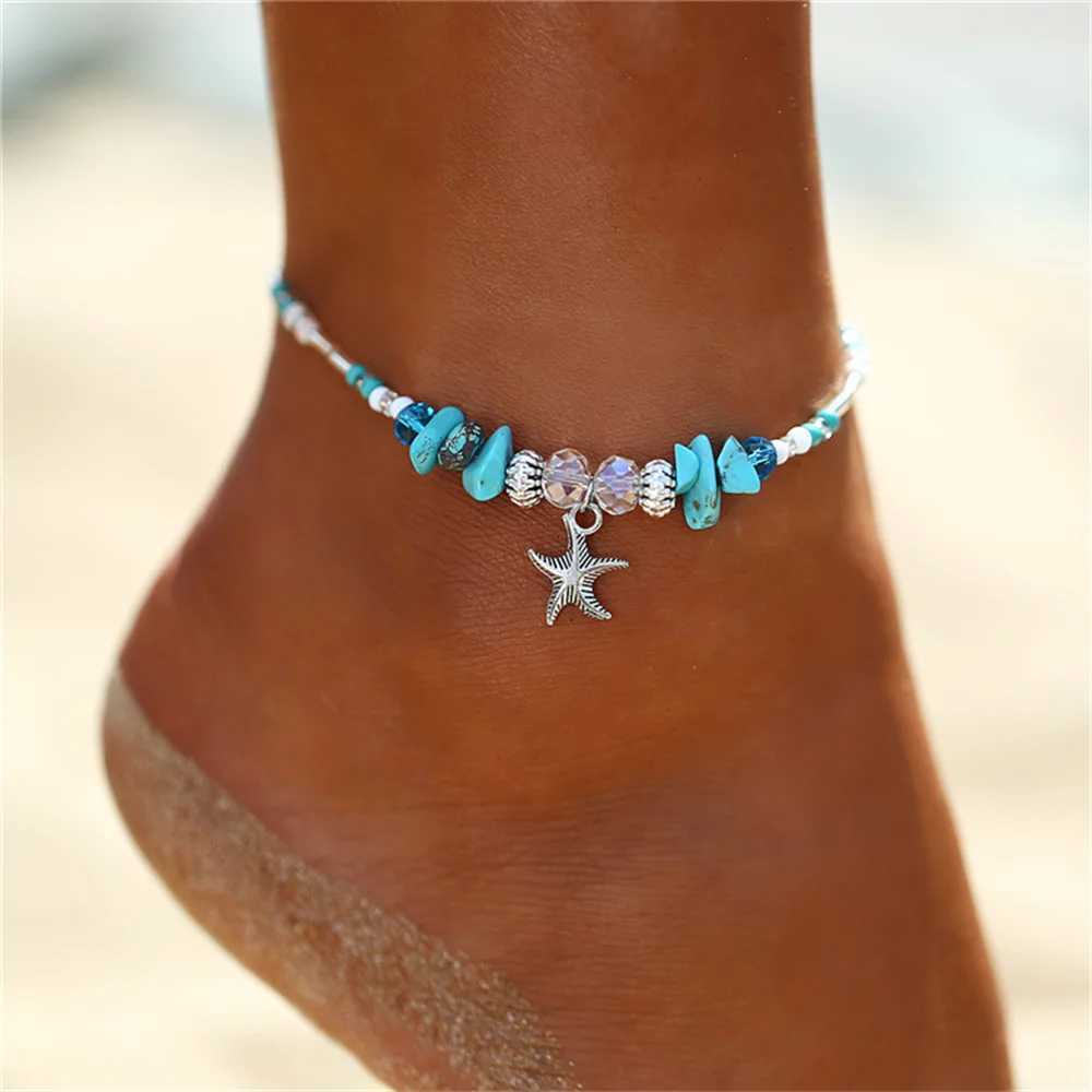 Bohemian Shell Starfish Summer Beach Anklets for Women Tortoise Ankle Bracelet on Leg Girls Barefoot Handcraft Chain Jewelry X260410