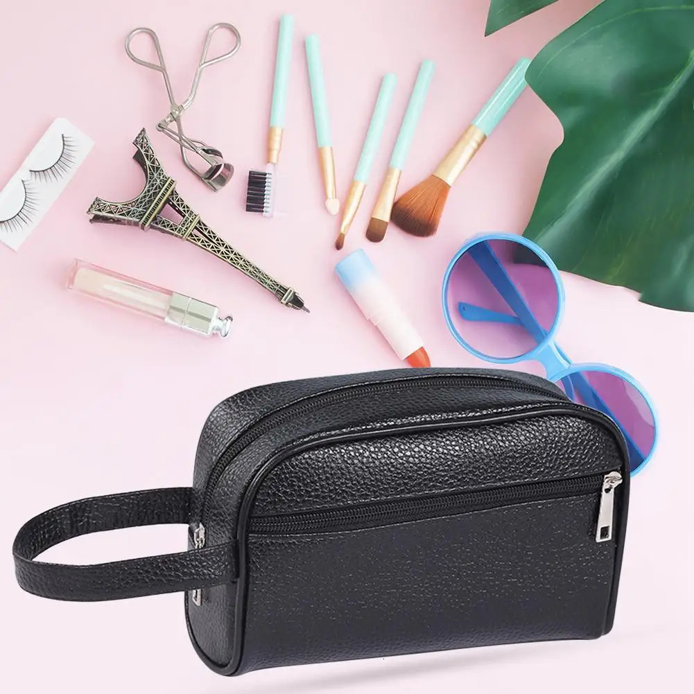 Travel Mens Toiletry Bag PU Leather Women Cosmetic Necessaire Case Waterproof Ladies Makeup Beauty Wash Pouch Handbag 260410