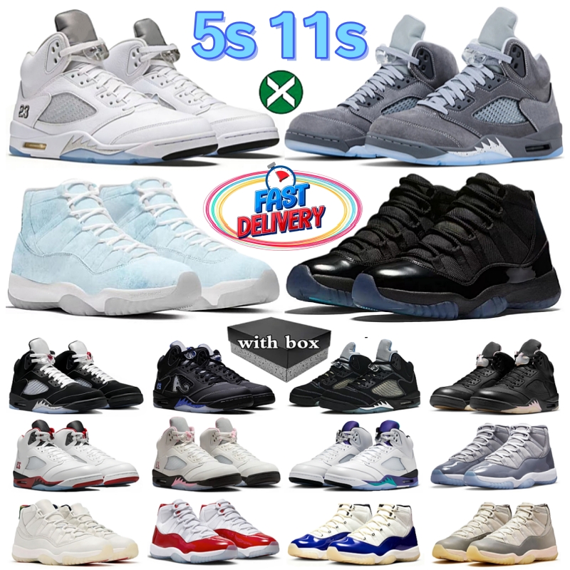 With Box 5s 11s OG basketball shoes 5 Tokyo Black Metallic Reimagined 11 Cherry Rare Grape Wolf Grey Alternate UNC White Toe Court Mens Women Outdoor Shoe Trainers