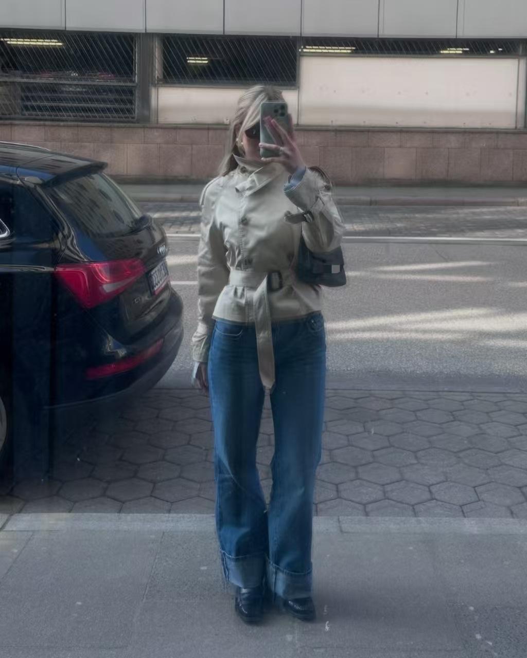 Women's Jackets HXAO Crop Khaki Windbreaker Jacket Autumn Fashion Stand Collar Long Sleeve Trench Coat Double-Breasted Belt Outerwears