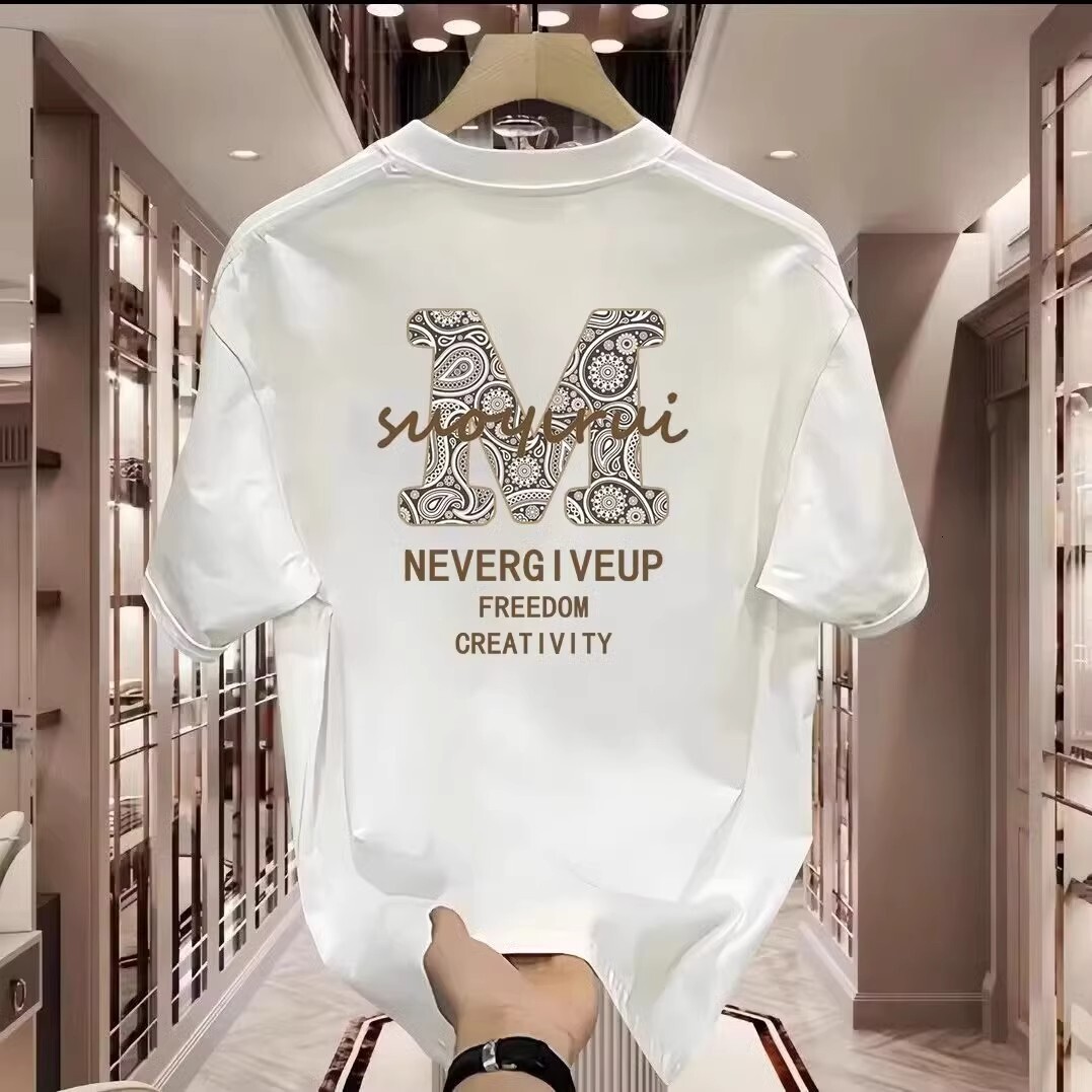 Luxury Designer Men's Summer New T-shirt, High Street Heavy Letter Printed Loose Half Sleeves, Fashionable Casual Sports Fashionable Multifunctio