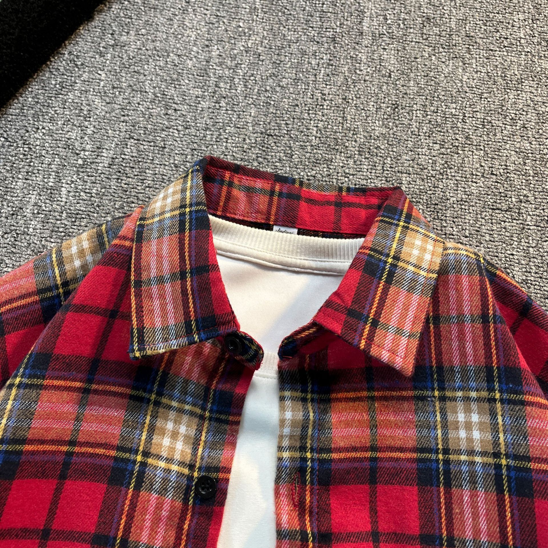 American Classic Retro Luxury Style Red Checkered Spring/summer Couple Long Sleeved Shirt M-8XL High Street Designer Shirt Men's Outdoor Casual J