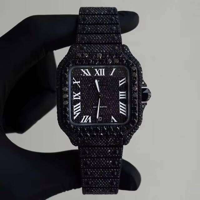 Fully Iced Out Thorn Crown Custom Men's Hip Hop Two Tone Stainless Steel Moissanite Diamond Quartz Watch Business Style