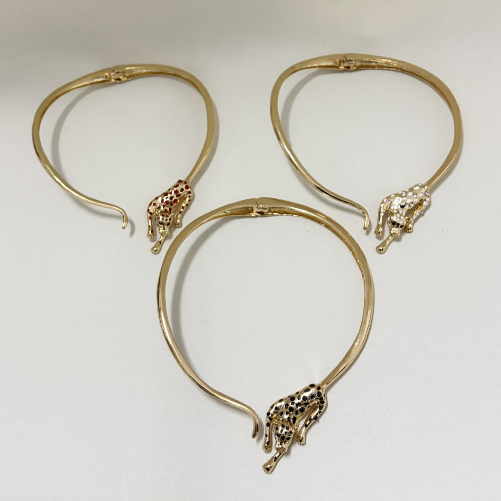 Luxury 18K Gold Color Enamel Leopard Collar Necklace for Women Zircon Diamond Panther Animal Designer Necklace chokers Women Jewelry for wedding gift