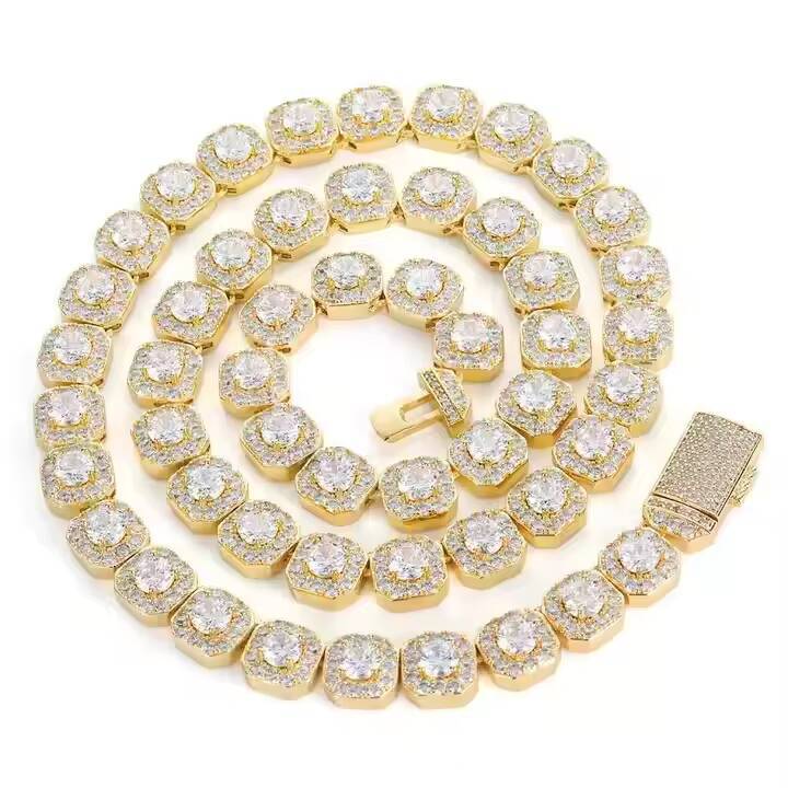 45mm Moissanite Diamond Tennis Chain Round Cut 10K Gold/Silver Luxury Necklace For Men and Women Perfect Gift For All Occasions