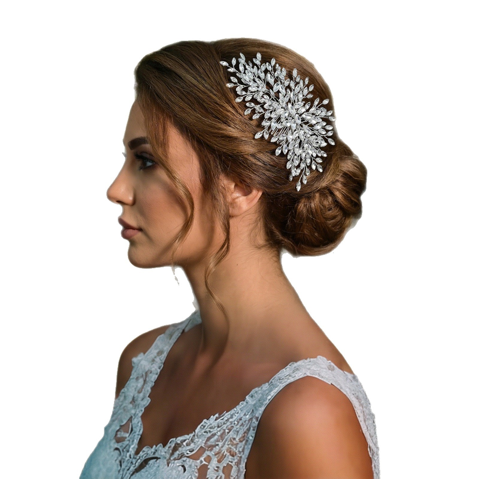 crystal leaf hair comb wedding Hiar accessory suitable for Baroque women headwear jewelry 250409