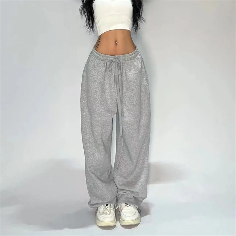 Retro Y2K Baggy Pants Fashion Women Pocket Elastic Waist Oversized Vintgae Wide Leg Pant Casual Streetwear Sweatpant Trousers 260409