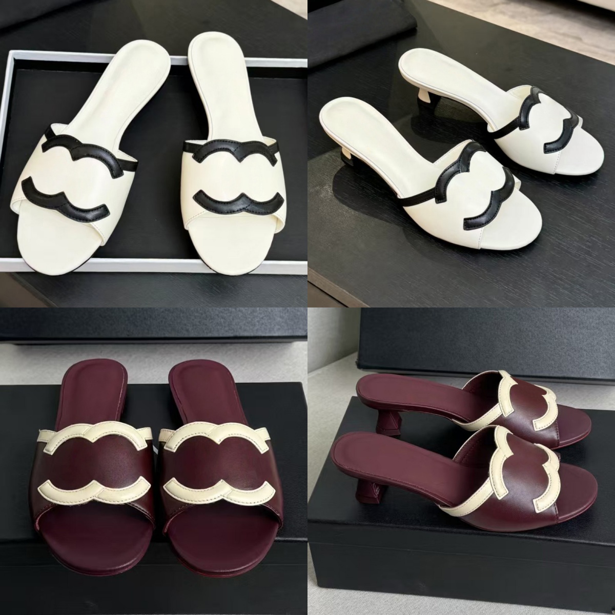 Women Slide Sandals Open Toe Low Kitten Heel & Flat Slip On Premium Quality Summer Mules
