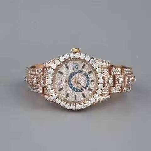Custom Luxury Steel Sparkling Full Diamond Watches VVS Moissanite and Lab Grown Watch for Men From Indian Supplier