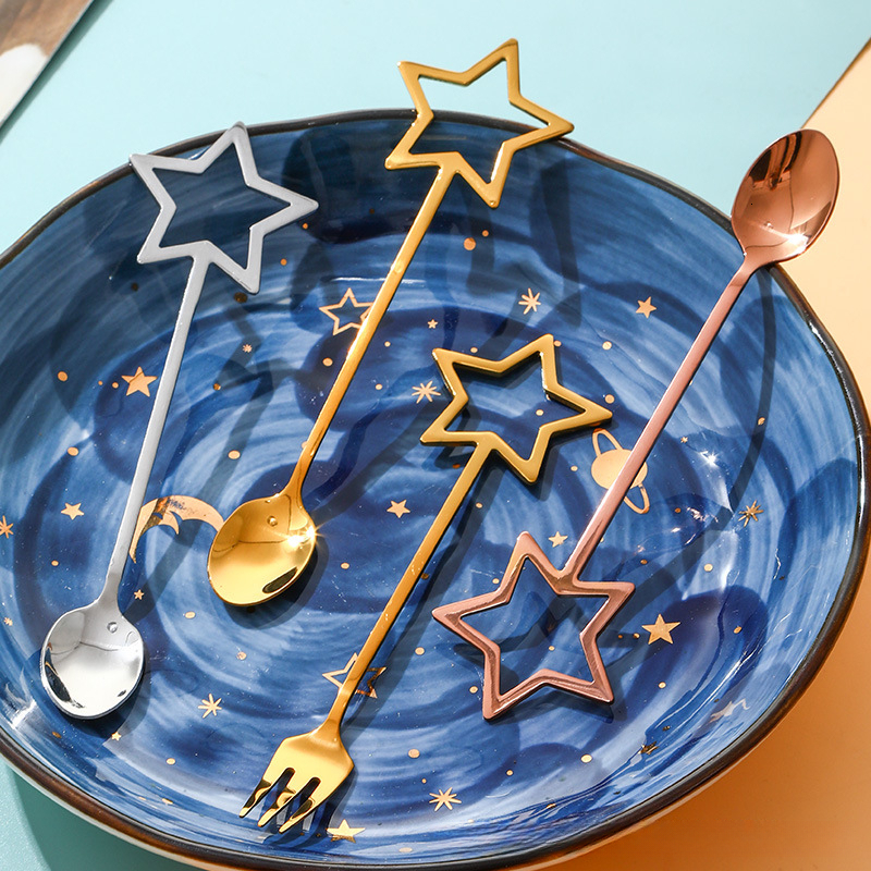 Spoon Stainless Steel High Aesthetic Stirring Fruit Fork Coffee Small Dessert Ice Cream Spoon