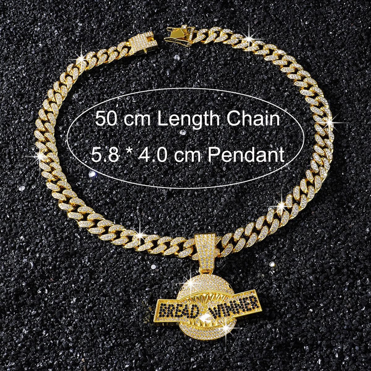 New Mens Full-diamond Bread Winner Shark Mouth Pendant Necklace With Cuban Link Chain Hip Hop Gold Silver Plate Iced Out Gemstone Jewelry Bijoux Gifts