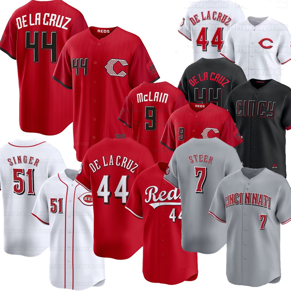 44 Elly De La Cruz 2026 City Connect Reds Jersey Sal Stewart Brady Singer Matt McLain Hunter Greene Eugenio Suarez Spencer Steer Stephenson Friedl Myers Lowe