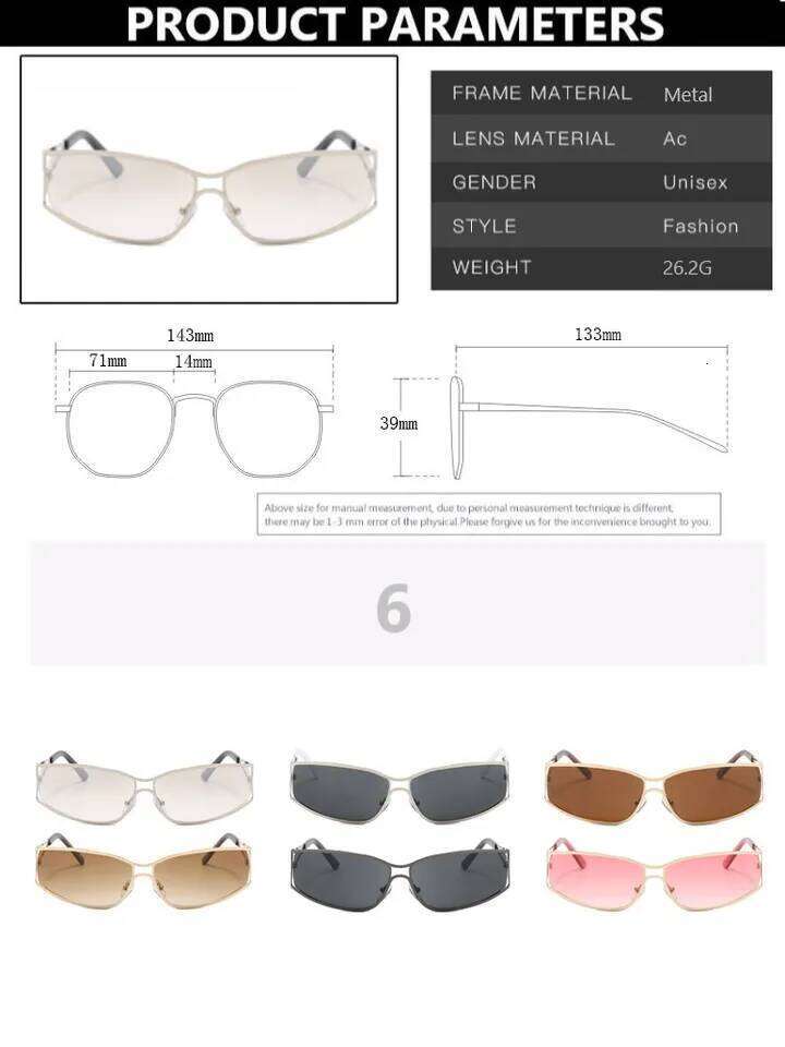 Y2k Sunglasses Women Men Oversized Brand Designer Gradient Goggle Sun Steampunk Glasses Shades Eyewear Mirror Eyeglasses 26Y0410