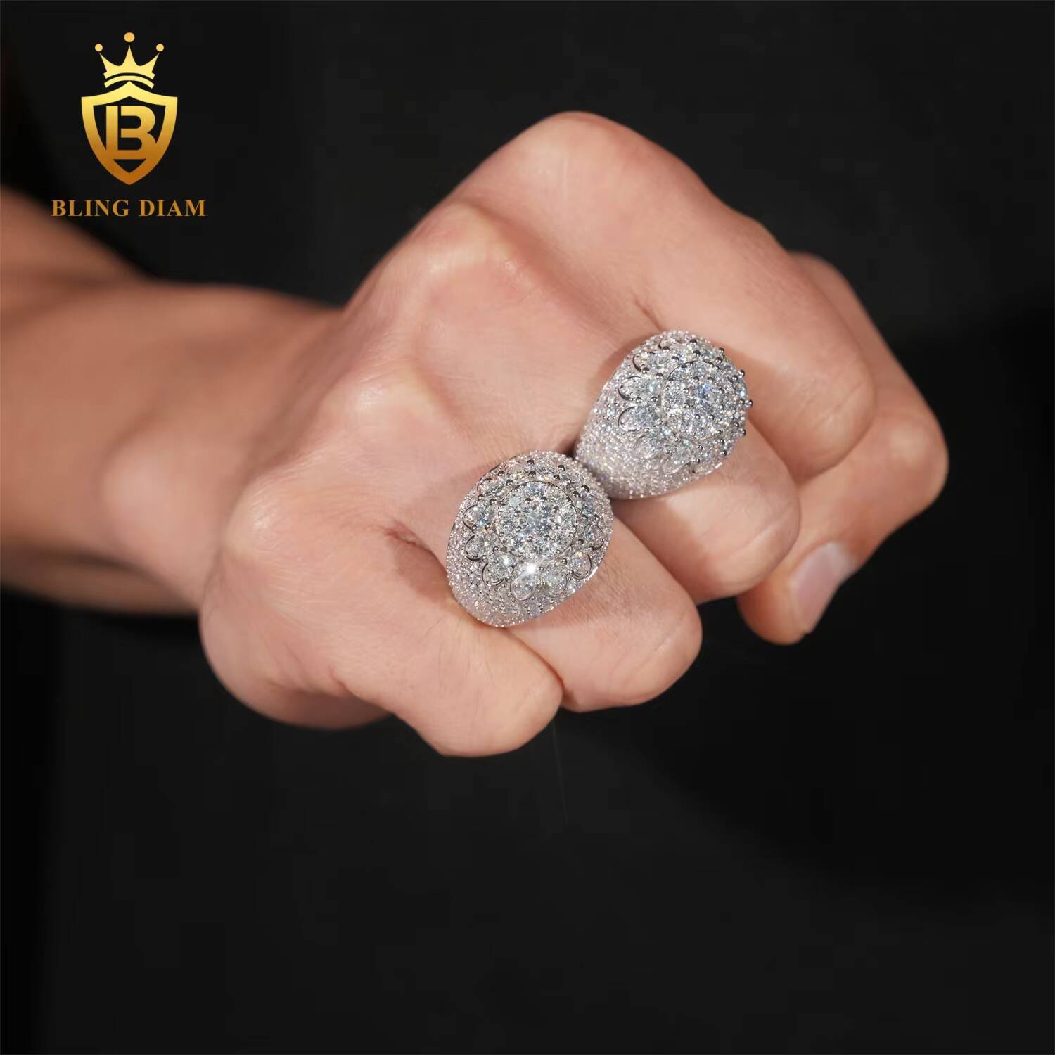 New Arrivals Full VVS1 Iced Out Moissanite 925 Sterling Silver Men Rings Hip Hop Style Jewelry Gra Certificate Past Diamond Test