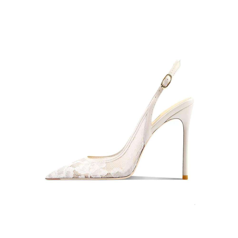 Women 2026 Cross Border New Pointed Lace Mesh Breathable Backless Buckle Stiletto Women S Sandals