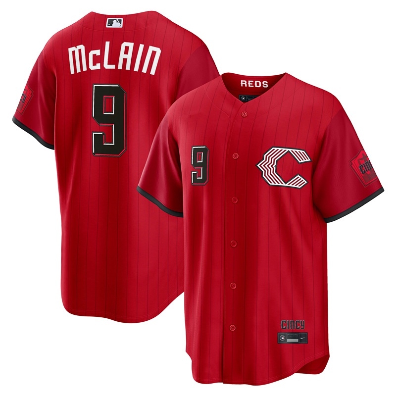 44 Elly De La Cruz 9 Matt McLain 21 Hunter Greene 30 Ken Griffey Jr. 7 Spencer Steer Reds Men 2026 City Connect baseball jersey