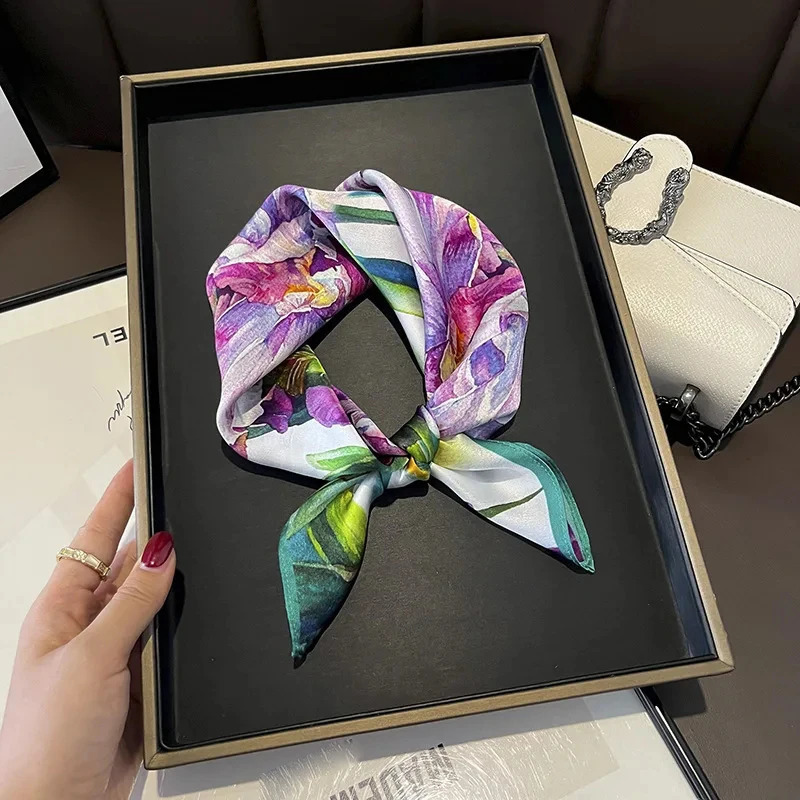100 Natural Silk Scarf Women Print Bandana Square Scarves Wrap Kerchief elegant Spring Fashion y High Quality Hijab 260409