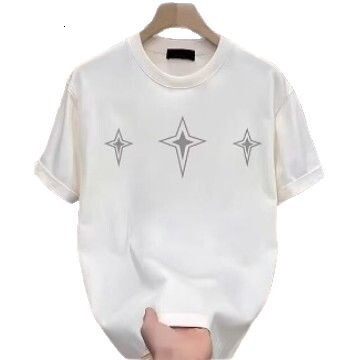 2026 New Luxury Designer Men's Minimalist Star Print Black T-shirt Summer Casual Sport Fashion Outdoor Versatile Cotton Tee