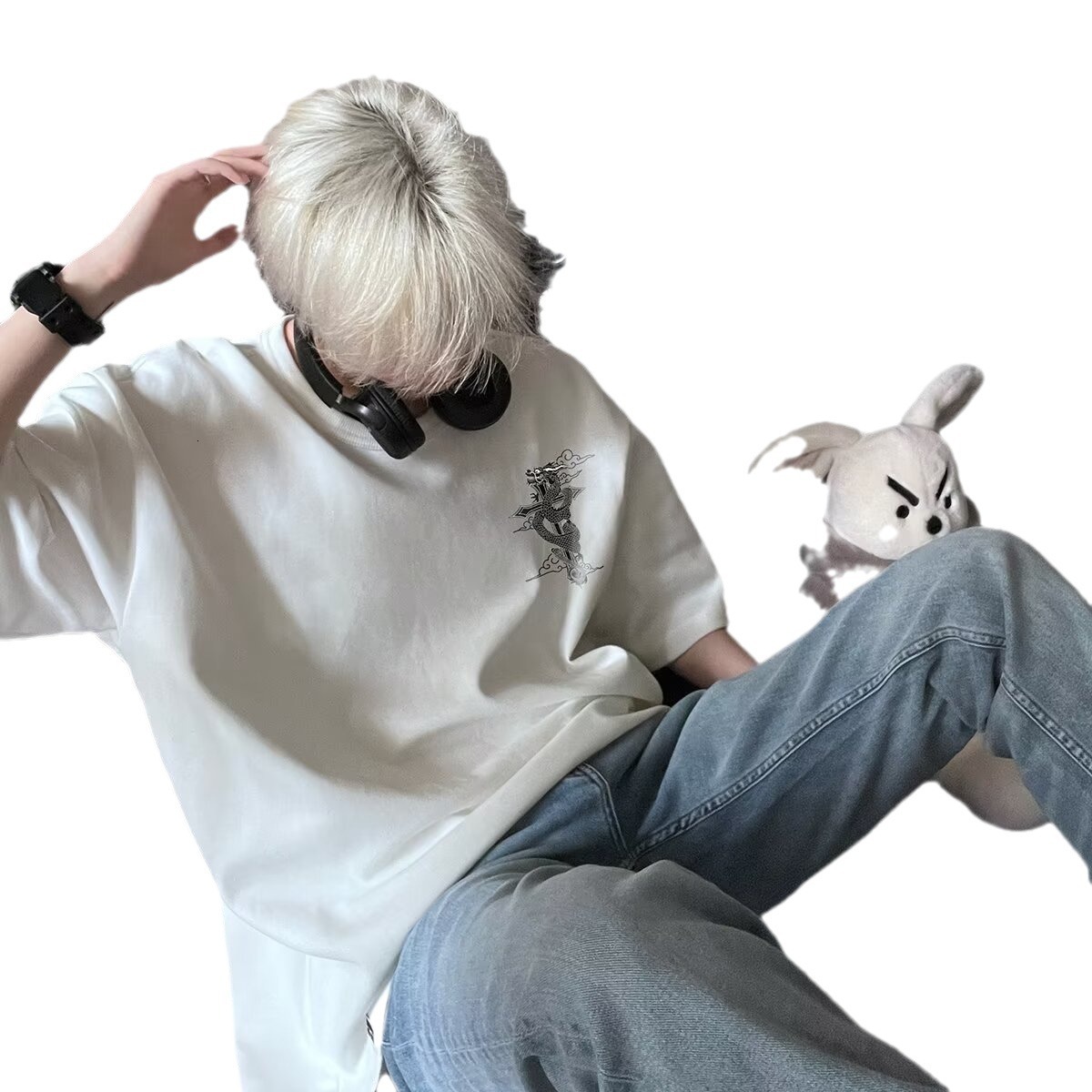 2026luxury Brand Designer Pure Cotton Short-sleeve T-shirt For Men Trendy Brand, Summer Loose Fit Half-sleeve Trendy Ins Style Simple Print Versatile 