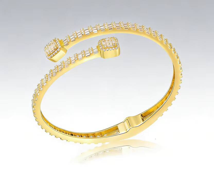 European American New Gold Plated Moissanite Bracelet 4mm 925 Silver Hip Hop Mens Womens Jewelry Accessories Stock