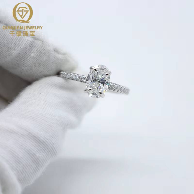 Trending 2026 IGI Lab Diamonds Fine Rings 10K 14K Gold Platinum Lab Grown Diamond Ring Oval Engagement Gold Rings for Women
