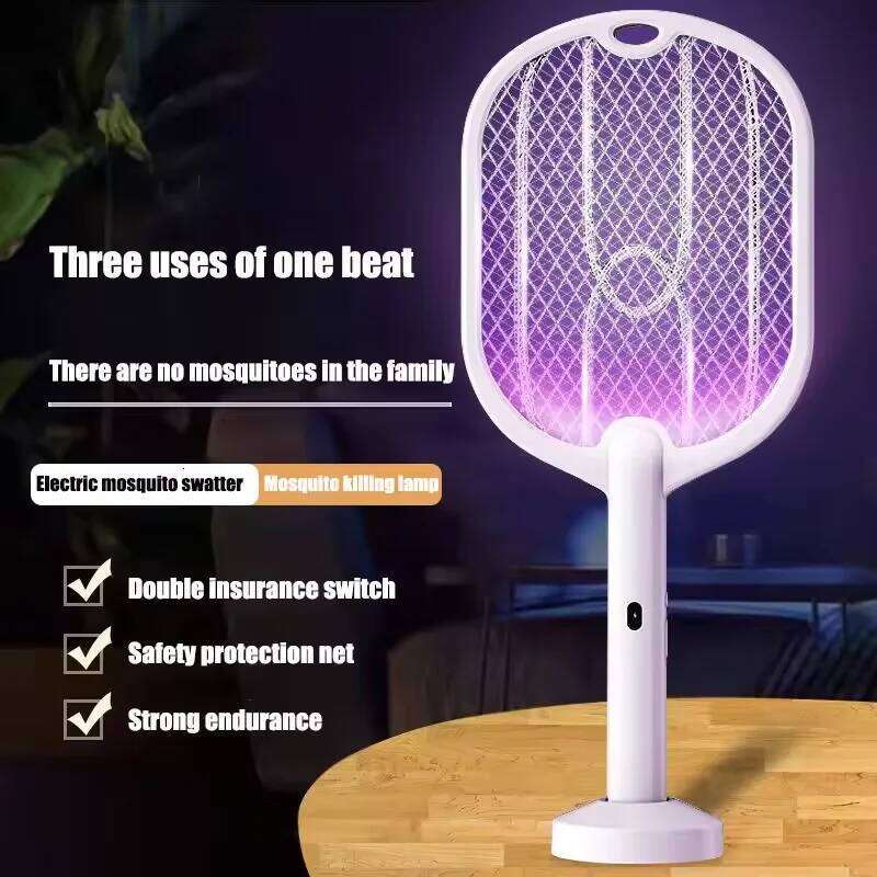 3000V Rechargeable Electric Swatter USB-C Handheld Bug Zapper Racket 2 in1 Fly Killer and Mosquito Trap Lamp for Home Office