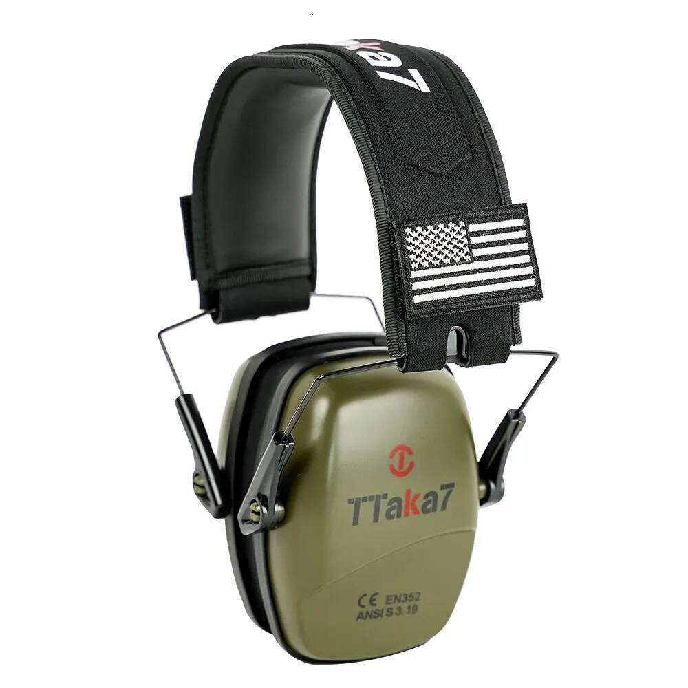 Taka7 Olive Green Bluetooth Over-Ear Headphones, Active Noise Reduction Electronic Ear Muffs for Hunting, Shooting Range Ear Protection, CE EN352 ANSI