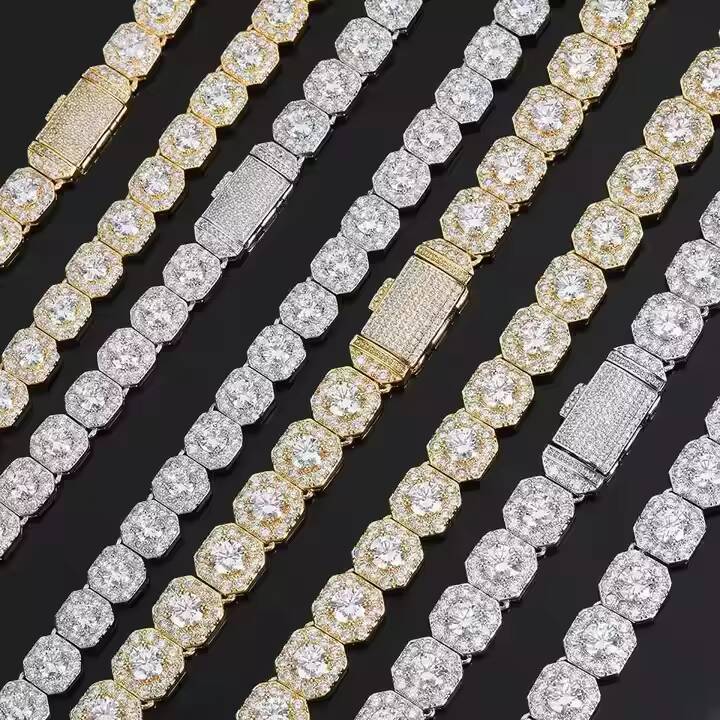 45mm Moissanite Diamond Tennis Chain Round Cut 10K Gold/Silver Luxury Necklace For Men and Women Perfect Gift For All Occasions