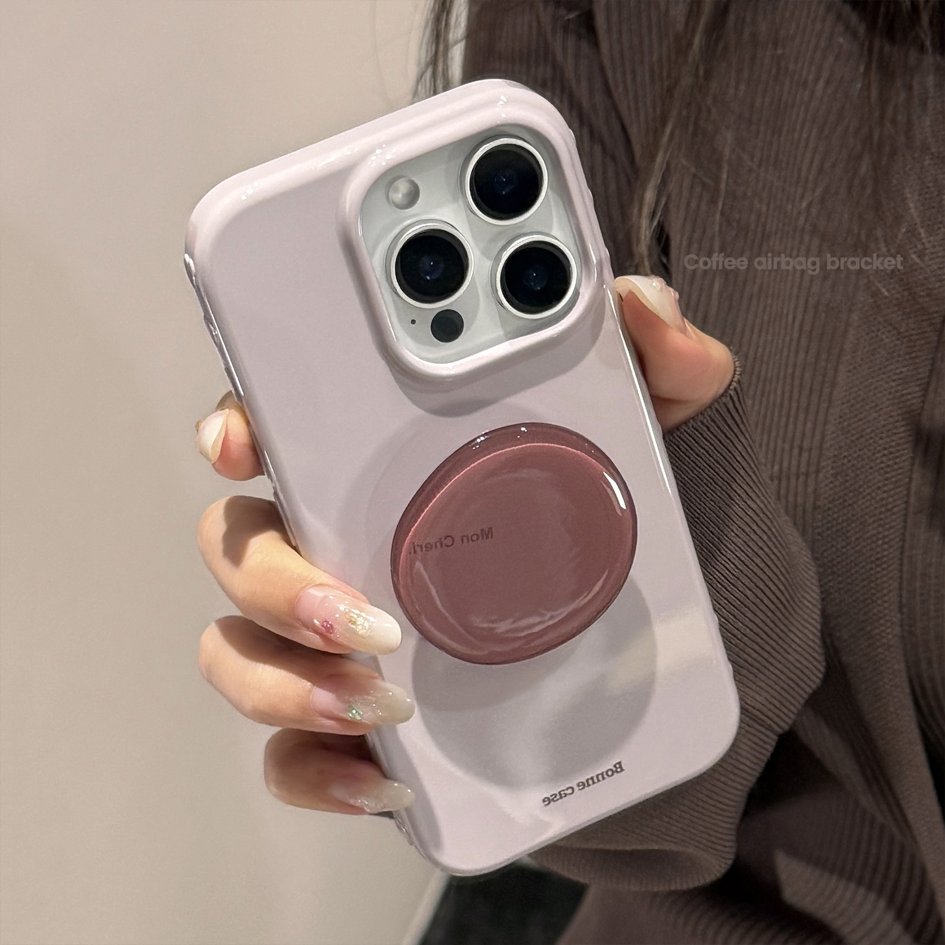 Purple Crystal Amethyst Phone Case for iPhone 16 Pro Max, Retro Simple Stand Cover for iPhone 17 15 13