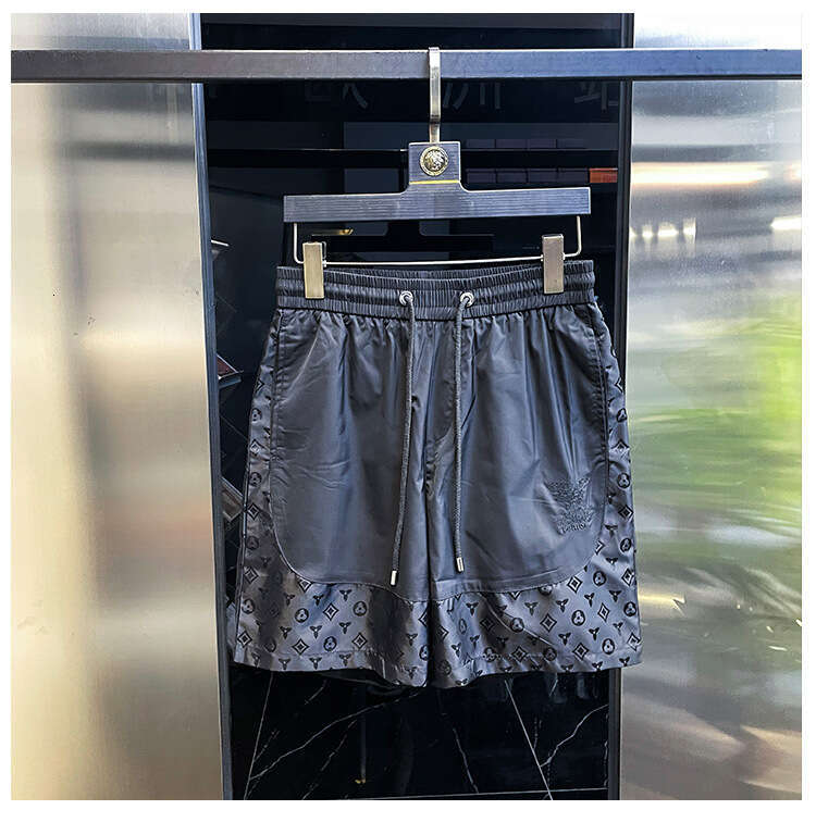 European High-End Spliced Ice Silk Beach Shorts, 2026 Summer Men's Trendy Cool Casual Shorts