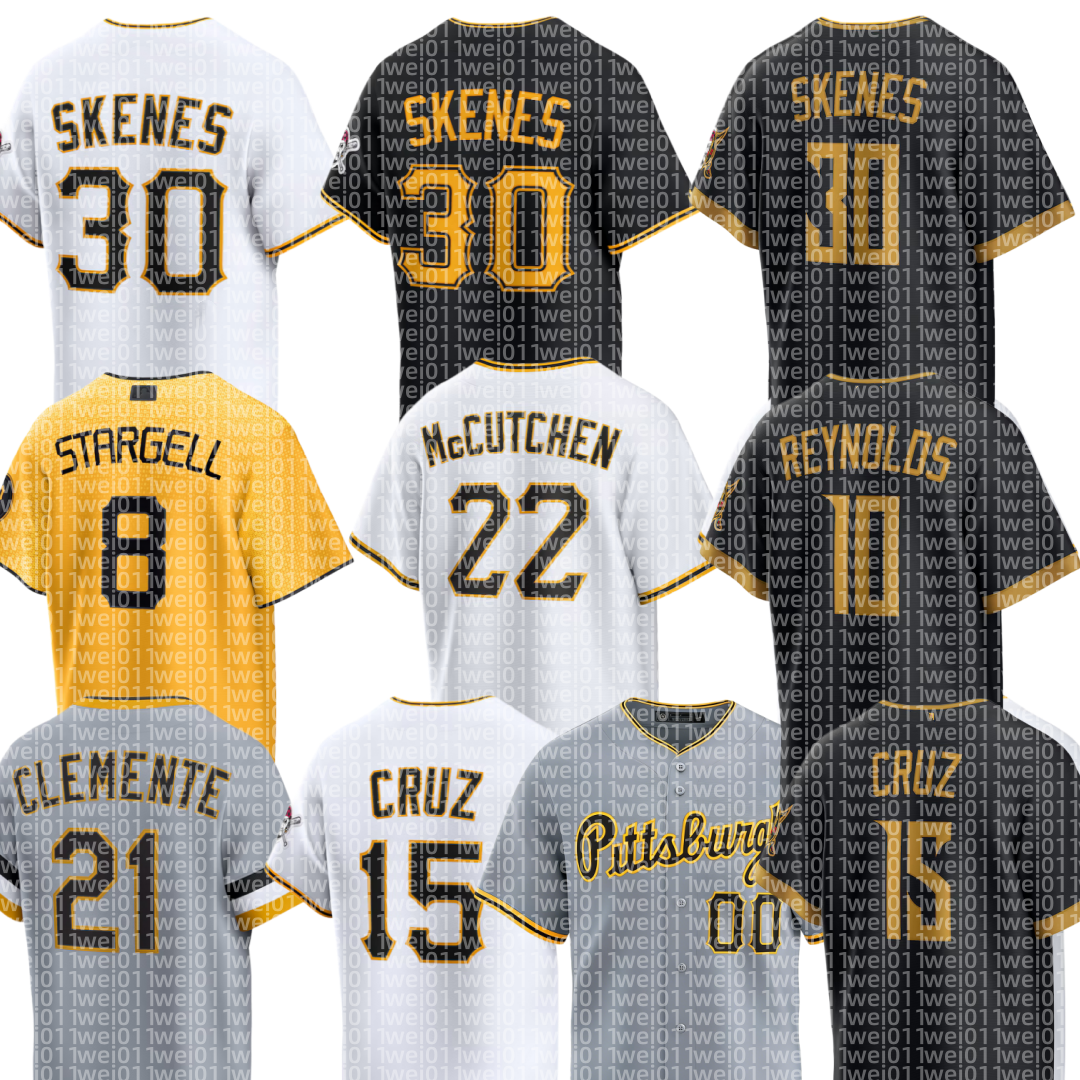 Pirates Baseball Jersey Paul Skenes Konnor Griffin Jared Jones Bryan Reynolds Oneil Cruz Joey Bart Spencer Horwitz Marcell Ozuna Ryan O'Hearn Roberto Clemente Men
