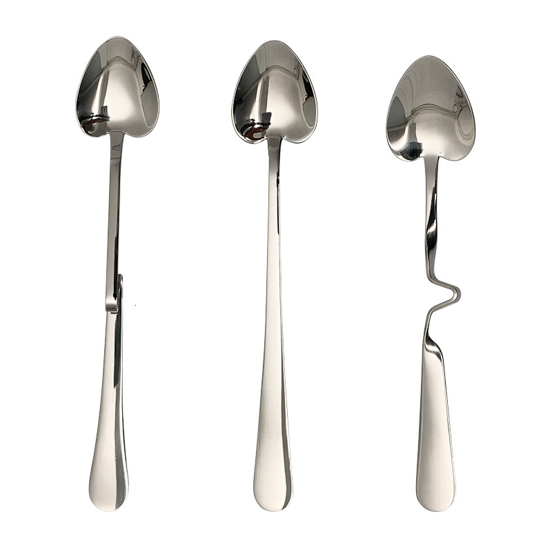 Cross-border 304 stainless steel ice stirring creative Z-shaped V-shaped hanging cup spoon, heart-shaped coffee spoon for home use