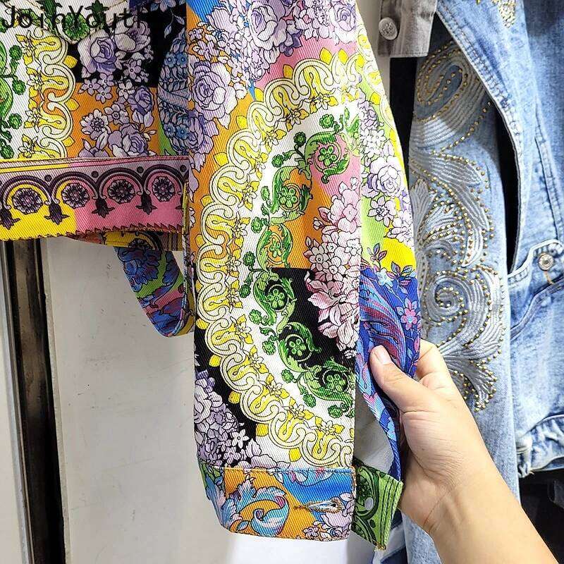 Women Harajuku Print Denim Jacket Casual Korean Style Cropped Coat Streetwear Fashion Outwear Y2K Tops Vintage Jean Jacket MAKOUFEI