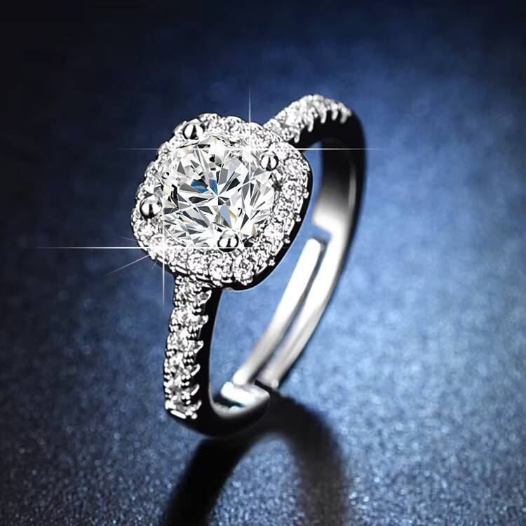 Platinum Cultivate Wedding Diamond Ring with Dense Nail Micro Inlay Process Large Effect Customization Group Inlay Drill Design