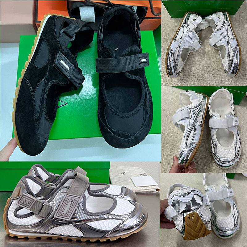 Designer ladies Orbit Flash Mary Jane Sneakers black technical fabric breathable mesh trend Fashion Mary Jane shoes Velcro Round Toe Luxury ballet shoes