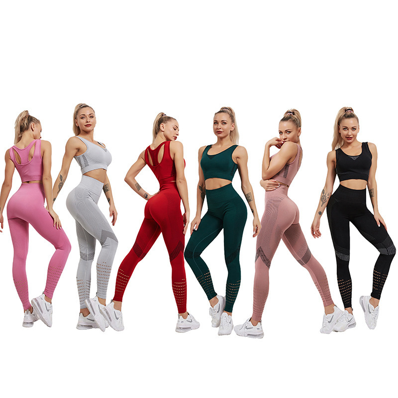 Designer Yoga Set for Women, Fitness Workout Suit, Sports Vest & Leggings, Butt Lifting, Tummy Control, 9/10 Length Yoga Pants