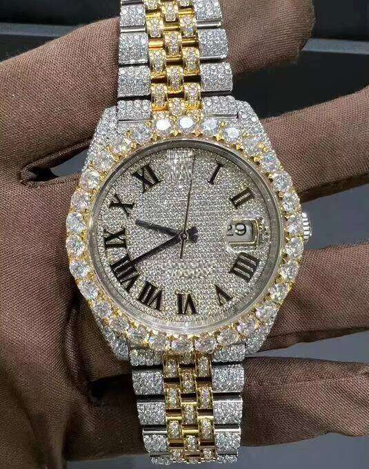 for Men and Women Stainless Steel Dial Band Hip Hop Style VVS Moissanite Diamond Watch