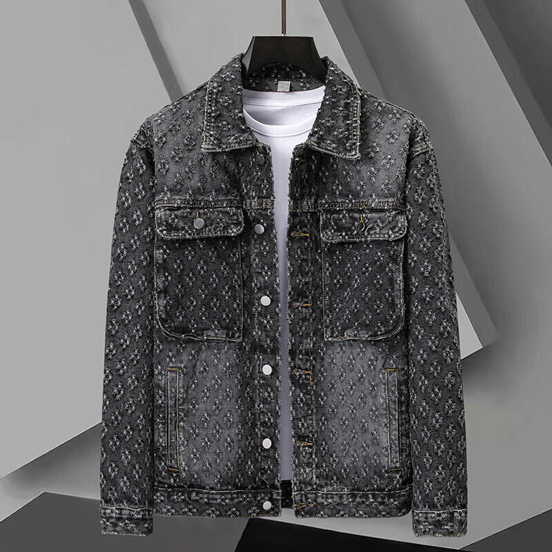 2026 Spring/summer New High End Luxury Men's Denim Designer Jacket Fashion Leisure Outdoor Slimming Coat Fashion Long Sleeve Denim Coat Wholesale