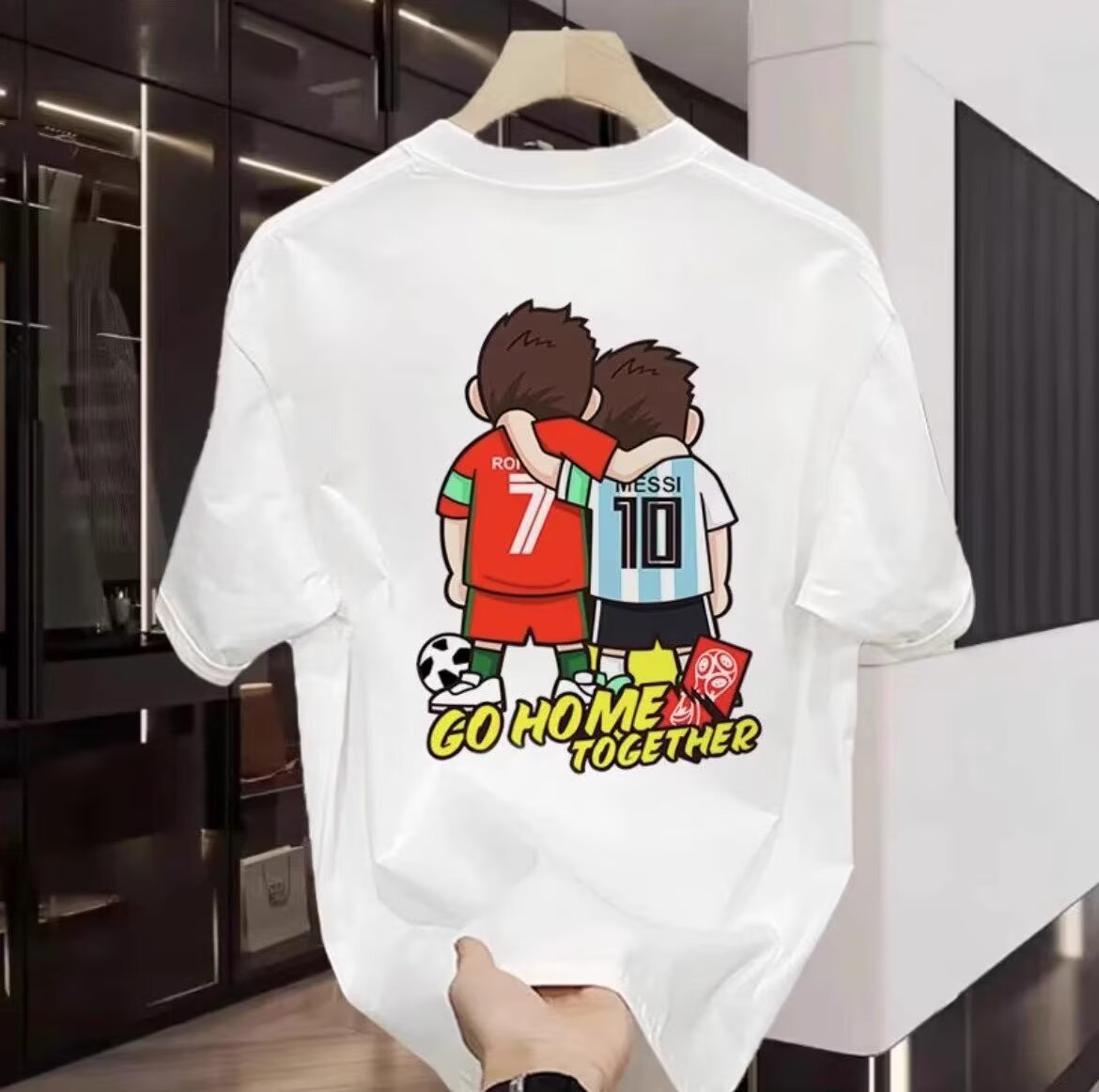2026 Summer American Trendy Tees | Unisex Soccer Star Print Crew Neck Regular Fit Slim Short-Sleeve Tops