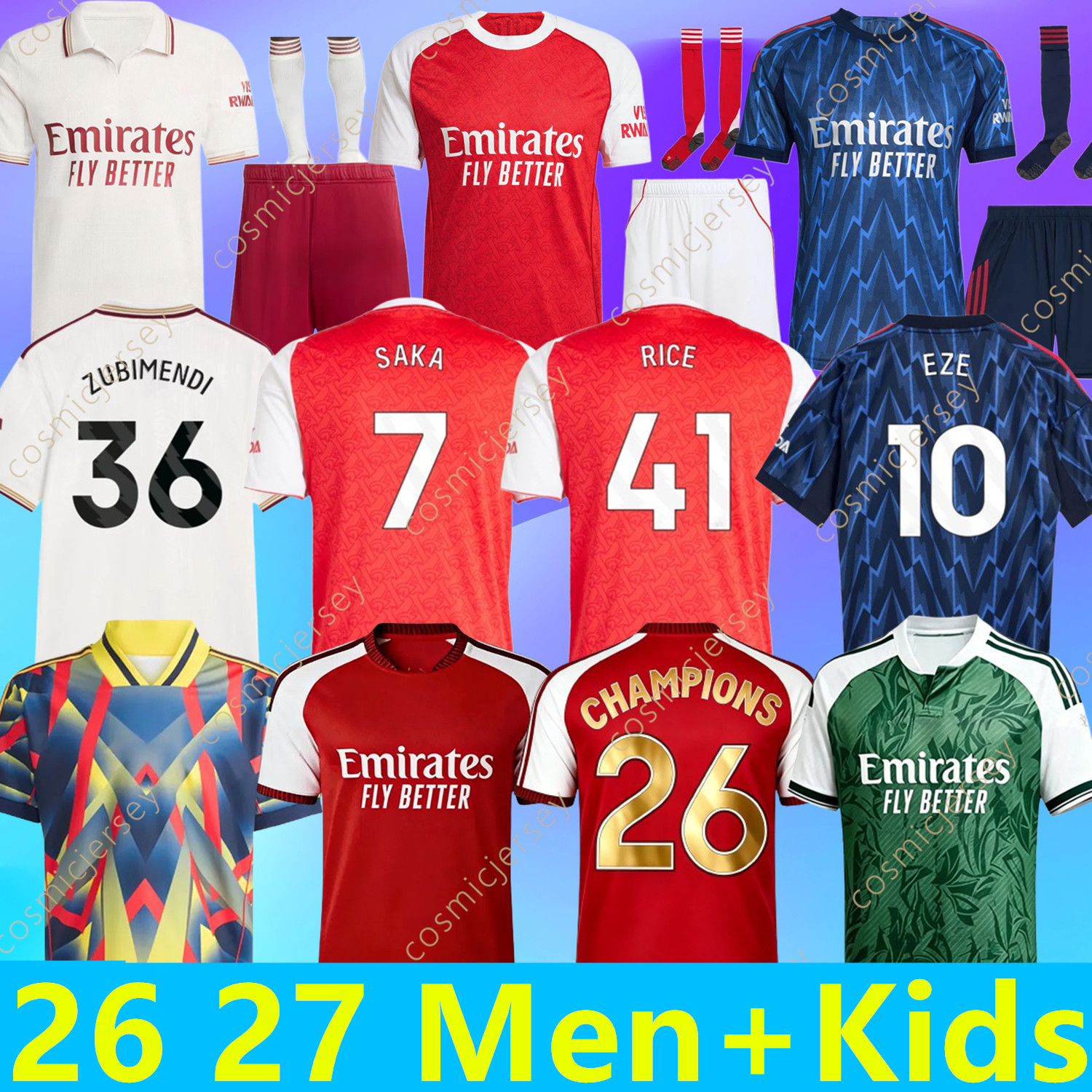 Champions kit Arsenally jersey football tops Soccer Jerseys vintage SAKA GYOKERES 25 26 27 EZE ODEGAARD RICE MADUEKE MARTINELLI BERGKAMP ZUBIMENDI retro kids Shirt