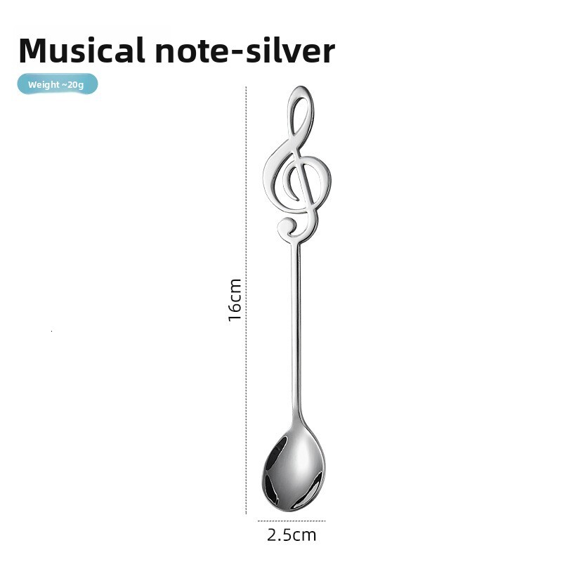 304 stainless steel coffee with music note, heart-shaped bow, cup-hanging stirring spoon, cute wedding gift small spoon 2pcs