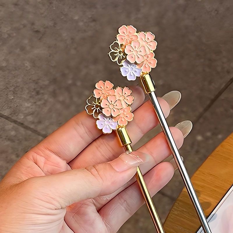 Cross-Border 304 Stainless Steel Japanese Sakura Exquisite Dessert Long Handle Ice Household Bird's Nest Stirring Spoon