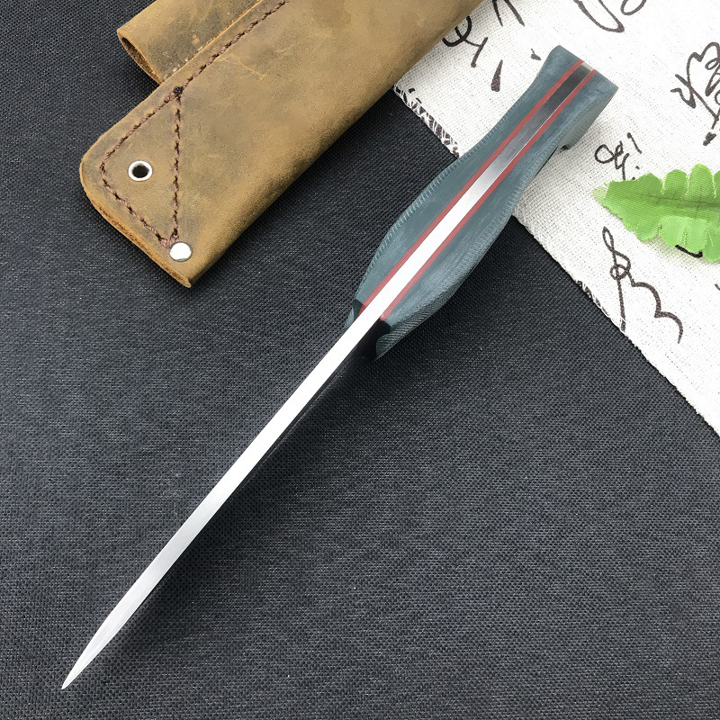 Top Quality BM162 Straight Knife S30V Satin Full Tang G10 Handle Outdoor Camping Hiking Survival Fixed Blade Knives with Leather Sheath - view 6